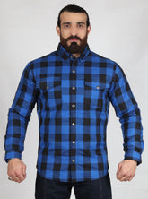 Blue and Black Flannel- CE AA Rated Fully Kevlar Lined